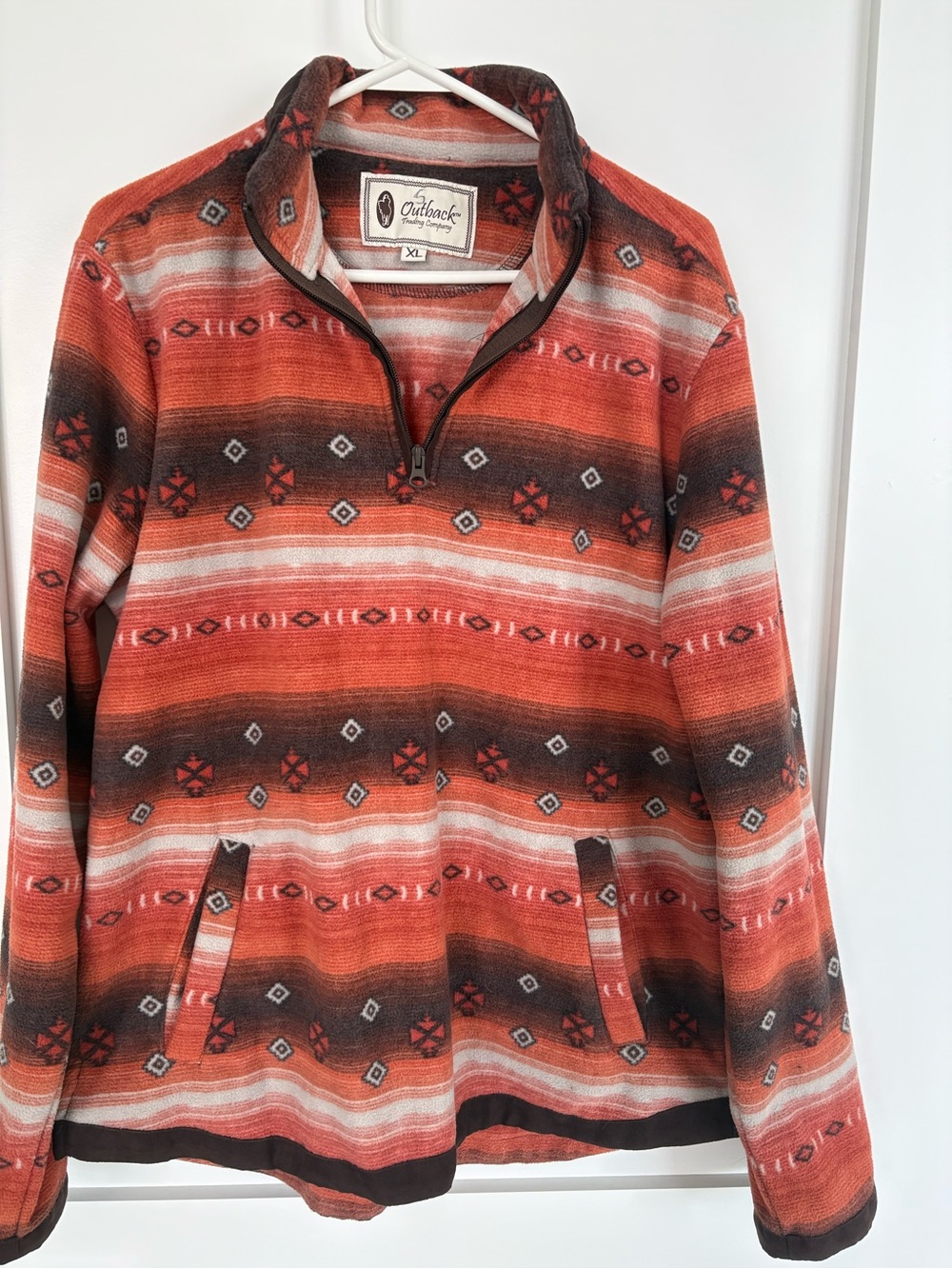 Outback Trading Co Jessamine Henley Southwestern Aztec Fleece 1/4 Zip Western XL